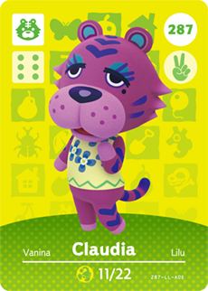 287 Claudia Authentic Animal Crossing Amiibo Card - Series 3