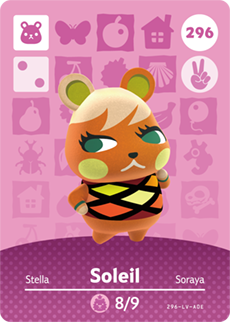 296 Soleil Authentic Animal Crossing Amiibo Card - Series 3