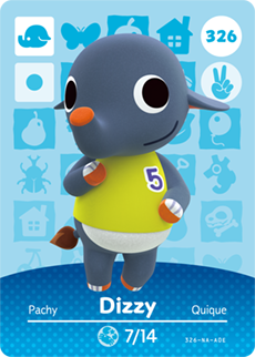 326 Dizzy Authentic Animal Crossing Amiibo Card - Series 4