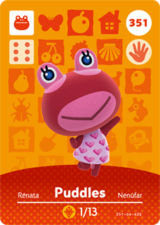 351 Puddles Authentic Animal Crossing Amiibo Card - Series 4