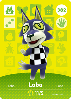 382 Lobo Authentic Animal Crossing Amiibo Card - Series 4
