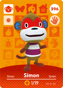 396 Simon Authentic Animal Crossing Amiibo Card - Series 4