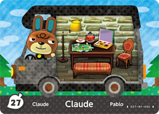#27 Claude - Authentic Animal Crossing Amiibo Card - New Leaf: Welcome Amiibo Series