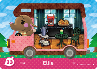 #33 Ellie - Authentic Animal Crossing Amiibo Card - New Leaf: Welcome Amiibo Series