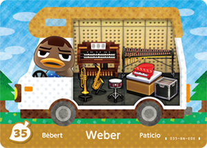 #35 Weber - Authentic Animal Crossing Amiibo Card - New Leaf: Welcome Amiibo Series