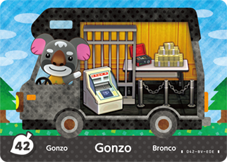 #42 Gonzo - Authentic Animal Crossing Amiibo Card - New Leaf: Welcome Amiibo Series