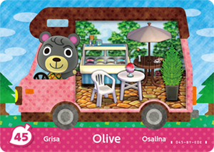 #45 Olive - Authentic Animal Crossing Amiibo Card - New Leaf: Welcome Amiibo Series