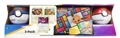Pokemon 3 Pack Eevee Collector’s Chest, 2x Ball Tins and 3 Promo Cards Combo (Great Ball and Ultra Ball)