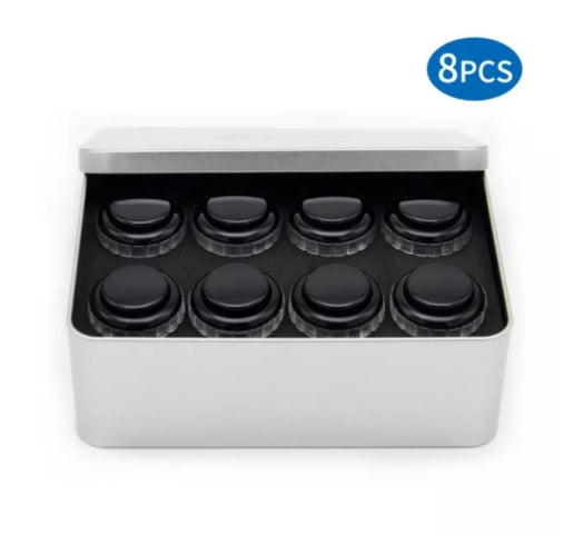 Qanba Gravity Solid Colour 30mm Mechanical Pushbutton (A08 Black) (8 Piece Set in Metal Container)