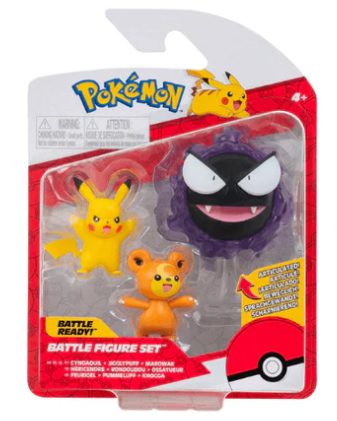 Pokemon Battle Figure Set 3-Pack (Pikachu, Teddiursa and Gastly)