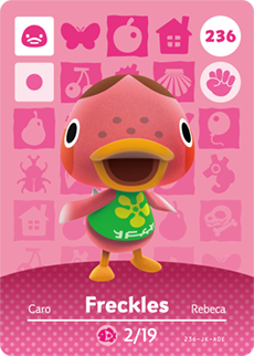 236 Freckles Authentic Animal Crossing Amiibo Card - Series 3