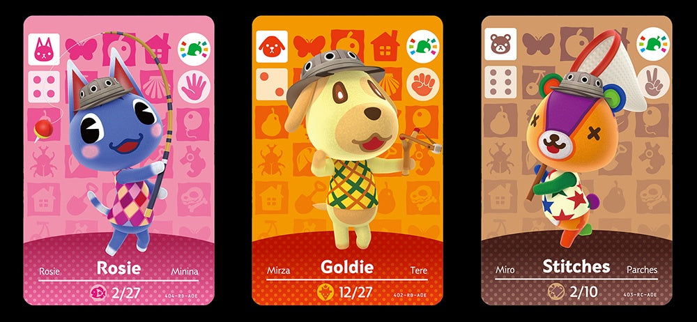Goldie, Stitches and Rosie 3 Card Pack Authentic Animal Crossing Amiibo Cards - Series Amiibo Festival