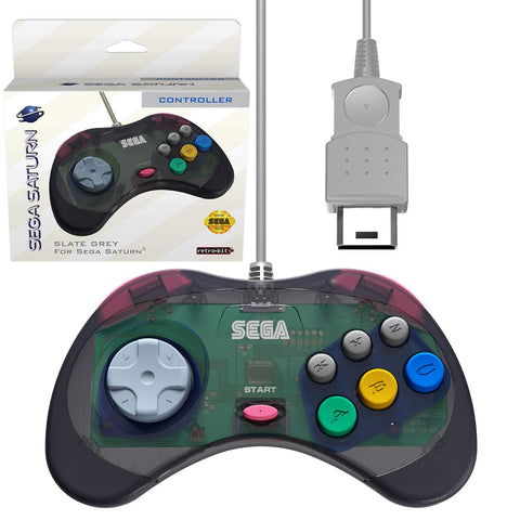 Sega Saturn Slate Grey Wired Arcade Pad Controller [Retro-Bit]