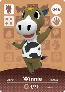 046 Winnie Authentic Animal Crossing Amiibo Card - Series 1