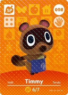 008 Timmy SP Authentic Animal Crossing Amiibo Card - Series 1