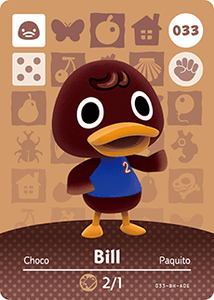033 Bill Authentic Animal Crossing Amiibo Card - Series 1