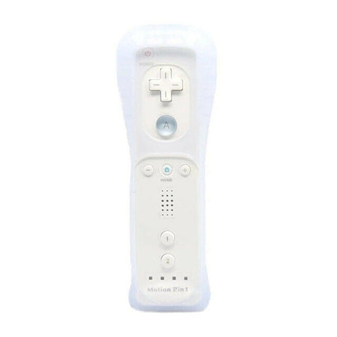 WII 2-IN-1 BUILT-IN MOTION WIRELESS REMOTE WITH SILICONE CASE - WHITE (OUT OF PACKAGE)