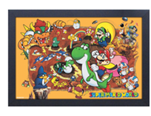 SUPER MARIO WORLD ANIMATE CHARA GROUP FRAMED PRINT 11" x 17" [PYRAMID AMERICA]