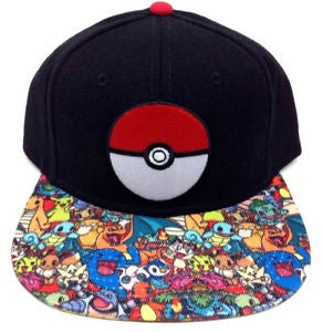 POKEMON - Pokeball W/Sublimated Character Bill S/B Cap Black