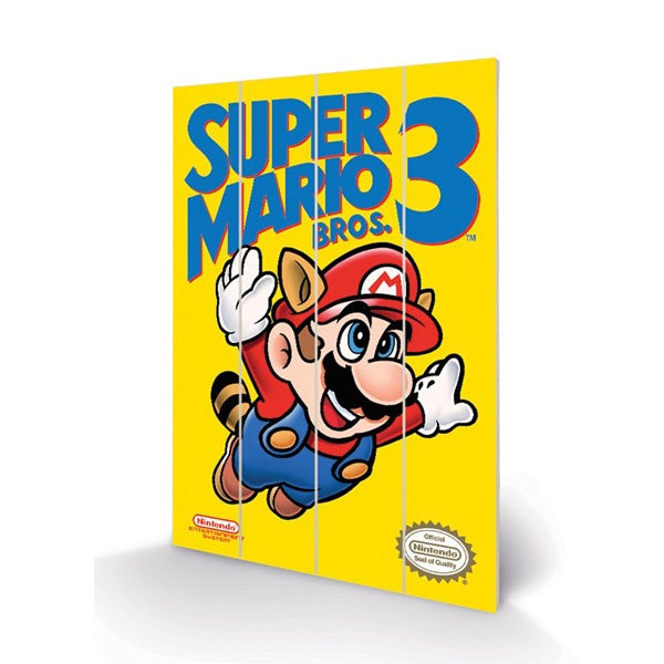 Super Mario Bros 3 NES Game Cover Art 16″ x 24″ Wood Print