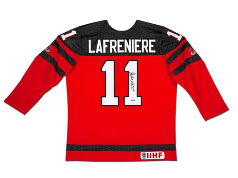 UDA Upper Deck Authenticated Alexis Lafreniere Autographed Team Canada Nike Red Jersey (Special Order) (Local Pick-Up Only)