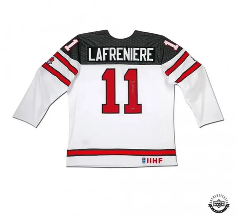 UDA Upper Deck Authenticated Alexis Lafrenière Autographed Team Canada Nike White Jersey (Special Order) (Local Pick-Up Only)