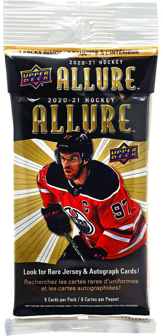 Upper Deck 2020-21 Allure NHL Hockey Trading Card HANGER Pack [2 Packs (6 Cards Per Pack)]