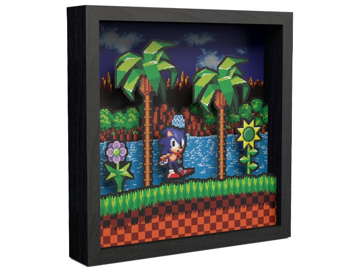 Sonic the Hedgehog Sonic Idle Pose 9″x9″ Pixel Frame 3D Pixel Box Art