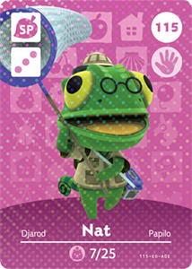 115 Nat SP Authentic Animal Crossing Amiibo Card - Series 2