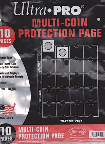 Ultra Pro - 20 Pocket Coin Binder Pages - 10ct Pack Clear