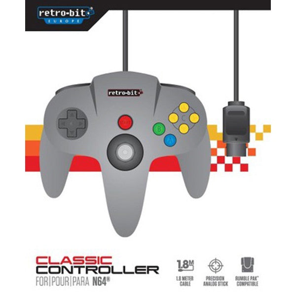 Grey OG Wired Nintendo 64 Controller [Retro-Bit Europe]