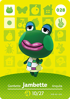 028 Jambette Authentic Animal Crossing Amiibo Card - Series 1