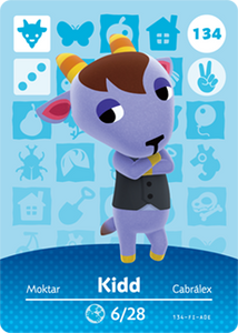 134 Kidd Authentic Animal Crossing Amiibo Card - Series 2