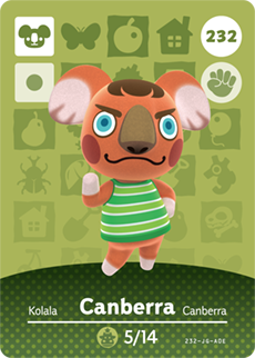 232 Canberra Authentic Animal Crossing Amiibo Card - Series 3