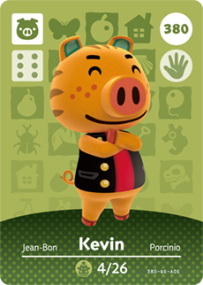 380 Kevin Authentic Animal Crossing Amiibo Card - Series 4