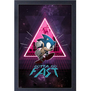 Sonic the Hedgehog Gotta Go Fast Neon 11″ x 17″ Framed Print [Pyramid America]