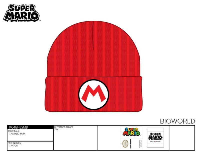 Nintendo - Super Mario Bros - M Mario Cuff Beanie Red