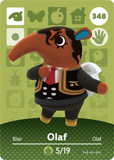 348 Olaf Authentic Animal Crossing Amiibo Card - Series 4