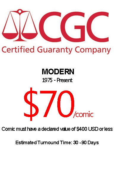 CGC Grading - Modern Comic Book Submission (1975 - Present)  (3 Comic Minimum Per Submission)