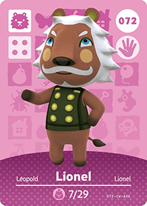 072 Lionel Authentic Animal Crossing Amiibo Card - Series 1
