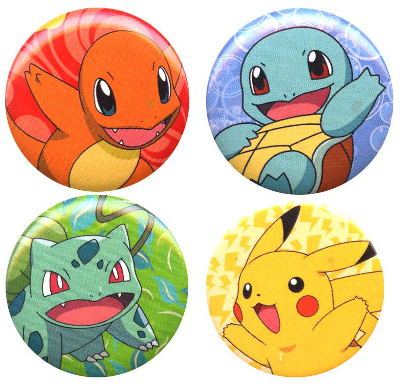 Funko Pokemon Charmander, Pikachu, Squirtle & Bulbasaur 1-Inch Button 4-Pack