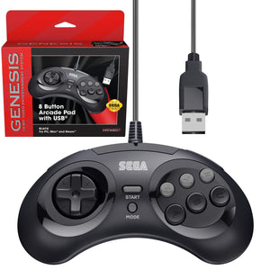 Genesis Black  8 Button USB Arcade Pad Controller [Retro-Bit]