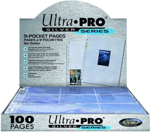 Ultra Pro - 9 Pocket Binder Pages - 100ct Box Clear Silver Series