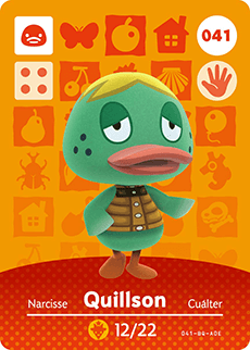 041 Quillson Authentic Animal Crossing Amiibo Card - Series 1