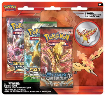 POKEMON Legendary Birds Blister Pack with 3 Booster Packs and a Pin - Moltres (May have shelf wear)