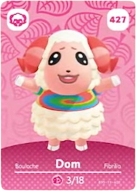 427 Dom Authentic Animal Crossing Amiibo Card - Series 5