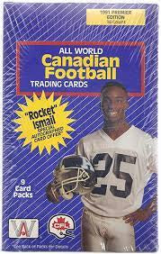 1991 Premier Edition All World Canadian Football Trading Cards CFL Hobby Box (36 Packs)