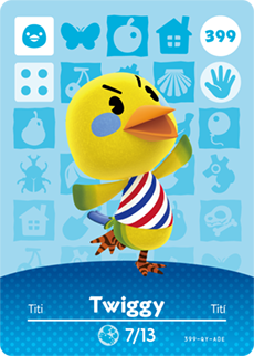 399 Twiggy Authentic Animal Crossing Amiibo Card - Series 4