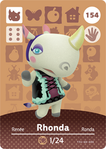 154 Rhonda Authentic Animal Crossing Amiibo Card - Series 2