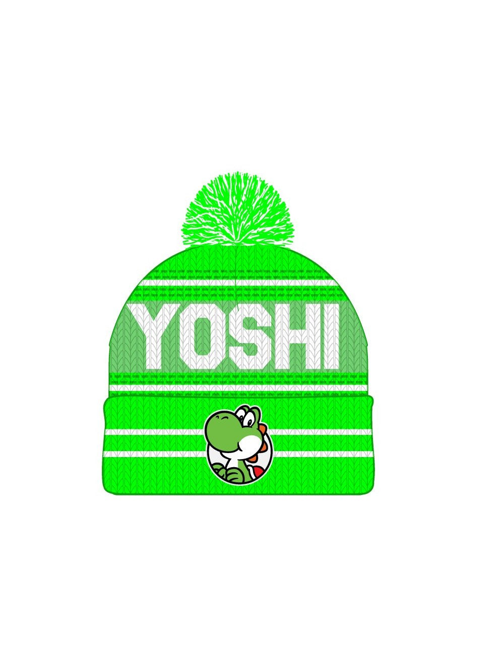 SUPER MARIO BROS - Green White Jrs Rolled Knit Yoshi